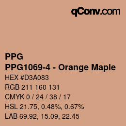 Código de color: PPG - PPG1069-4 - Orange Maple | qconv.com