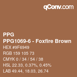 Color code: PPG - PPG1069-6 - Foxfire Brown | qconv.com