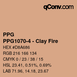 カラーコード: PPG - PPG1070-4 - Clay Fire | qconv.com