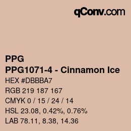 カラーコード: PPG - PPG1071-4 - Cinnamon Ice | qconv.com