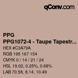 カラーコード: PPG - PPG1072-4 - Taupe Tapestry | qconv.com