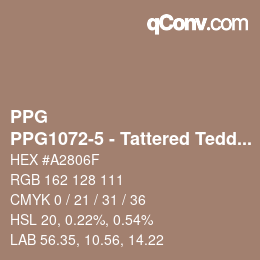 Color code: PPG - PPG1072-5 - Tattered Teddy | qconv.com