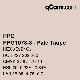 カラーコード: PPG - PPG1073-3 - Pale Taupe | qconv.com