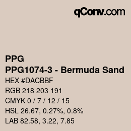 Color code: PPG - PPG1074-3 - Bermuda Sand | qconv.com