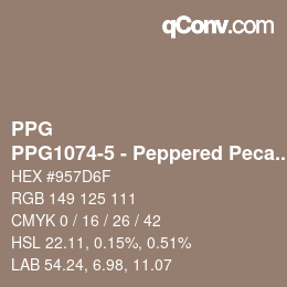 Color code: PPG - PPG1074-5 - Peppered Pecan | qconv.com