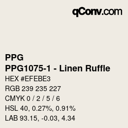 カラーコード: PPG - PPG1075-1 - Linen Ruffle | qconv.com