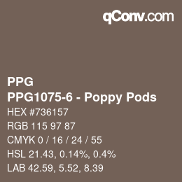 Color code: PPG - PPG1075-6 - Poppy Pods | qconv.com