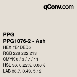 カラーコード: PPG - PPG1076-2 - Ash | qconv.com