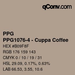 Color code: PPG - PPG1076-4 - Cuppa Coffee | qconv.com