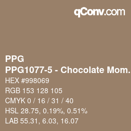 Color code: PPG - PPG1077-5 - Chocolate Moment | qconv.com