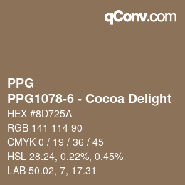 Color code: PPG - PPG1078-6 - Cocoa Delight | qconv.com