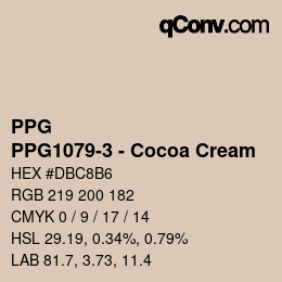Color code: PPG - PPG1079-3 - Cocoa Cream | qconv.com