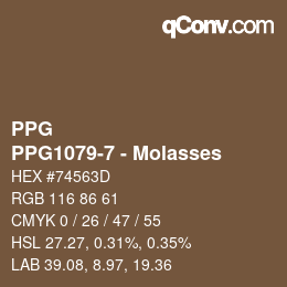 カラーコード: PPG - PPG1079-7 - Molasses | qconv.com