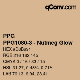 カラーコード: PPG - PPG1080-3 - Nutmeg Glow | qconv.com