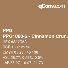 カラーコード: PPG - PPG1080-6 - Cinnamon Crunch | qconv.com