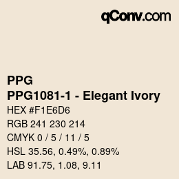 Color code: PPG - PPG1081-1 - Elegant Ivory | qconv.com