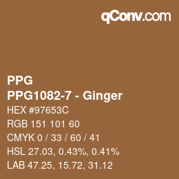 カラーコード: PPG - PPG1082-7 - Ginger | qconv.com