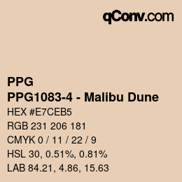 Color code: PPG - PPG1083-4 - Malibu Dune | qconv.com
