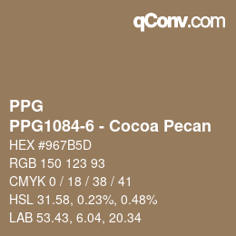 Código de color: PPG - PPG1084-6 - Cocoa Pecan | qconv.com
