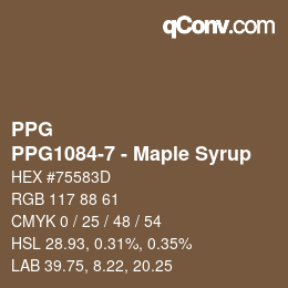 Color code: PPG - PPG1084-7 - Maple Syrup | qconv.com