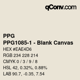 Código de color: PPG - PPG1085-1 - Blank Canvas | qconv.com