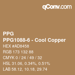 カラーコード: PPG - PPG1088-6 - Cool Copper | qconv.com
