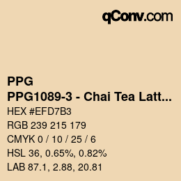 カラーコード: PPG - PPG1089-3 - Chai Tea Latte | qconv.com