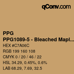 カラーコード: PPG - PPG1089-5 - Bleached Maple | qconv.com
