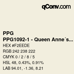 Color code: PPG - PPG1092-1 - Queen Anne´s Lace | qconv.com