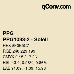 カラーコード: PPG - PPG1093-2 - Soleil | qconv.com
