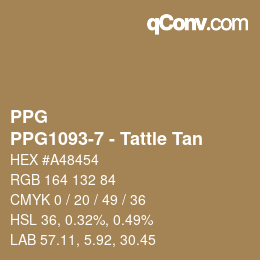 カラーコード: PPG - PPG1093-7 - Tattle Tan | qconv.com