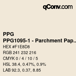 カラーコード: PPG - PPG1095-1 - Parchment Paper | qconv.com