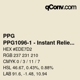 カラーコード: PPG - PPG1096-1 - Instant Relief | qconv.com