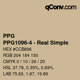 Code couleur: PPG - PPG1096-4 - Real Simple | qconv.com