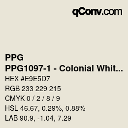 Color code: PPG - PPG1097-1 - Colonial White | qconv.com