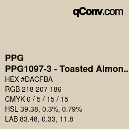Color code: PPG - PPG1097-3 - Toasted Almond | qconv.com