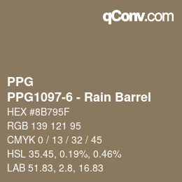カラーコード: PPG - PPG1097-6 - Rain Barrel | qconv.com