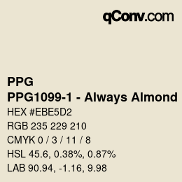 Color code: PPG - PPG1099-1 - Always Almond | qconv.com