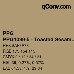 カラーコード: PPG - PPG1099-5 - Toasted Sesame | qconv.com