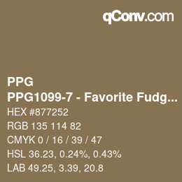 カラーコード: PPG - PPG1099-7 - Favorite Fudge | qconv.com