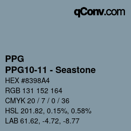 Color code: PPG - PPG10-11 - Seastone | qconv.com