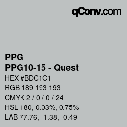 カラーコード: PPG - PPG10-15 - Quest | qconv.com