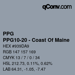カラーコード: PPG - PPG10-20 - Coast Of Maine | qconv.com