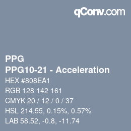 カラーコード: PPG - PPG10-21 - Acceleration | qconv.com