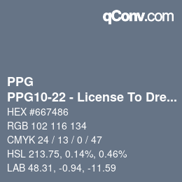 Color code: PPG - PPG10-22 - License To Dream | qconv.com