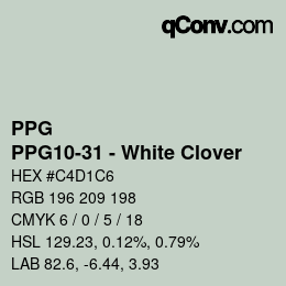 Color code: PPG - PPG10-31 - White Clover | qconv.com