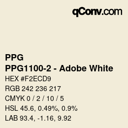 Color code: PPG - PPG1100-2 - Adobe White | qconv.com