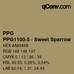カラーコード: PPG - PPG1100-5 - Sweet Sparrow | qconv.com