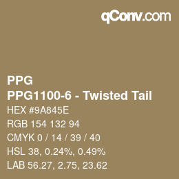 カラーコード: PPG - PPG1100-6 - Twisted Tail | qconv.com