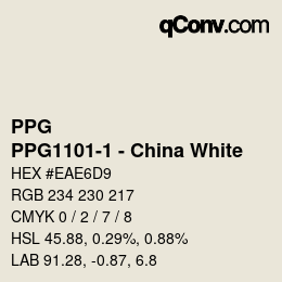 カラーコード: PPG - PPG1101-1 - China White | qconv.com